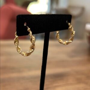 Gold/925 Twisted Hoops